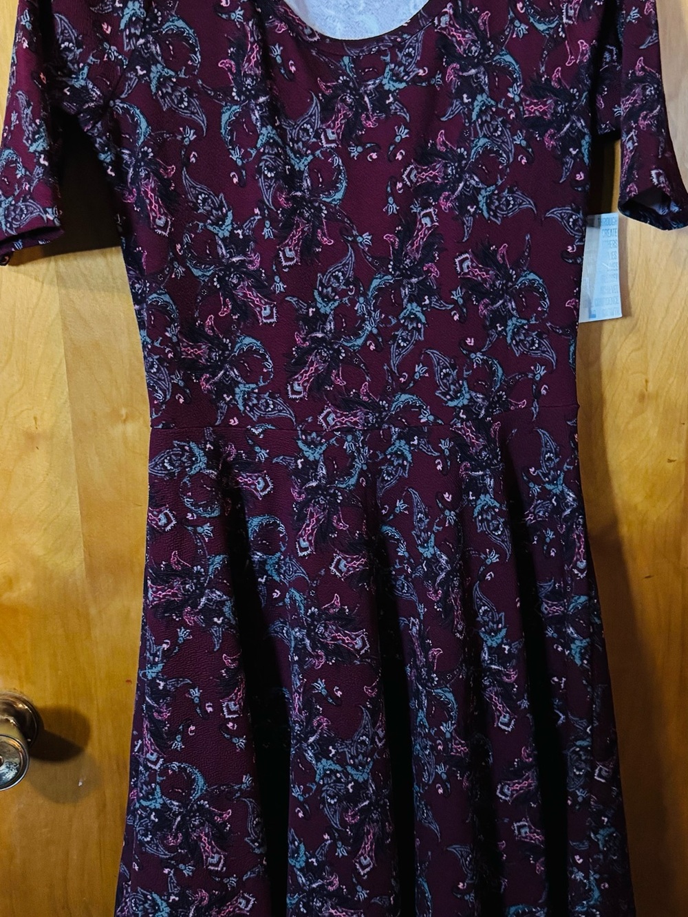 LuLaRoe Burgundy Floral Midi Dress